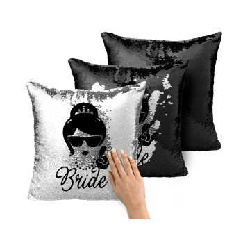 Bride hands, Μαξιλάρι καναπέ Μαγικό Μαύρο με πούλιες 40x40cm περιέχεται το γέμισμα