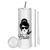 Tumbler stainless steel 600ml, with metal straw & cleaning brush