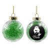 Transparent Christmas tree ball ornament with green filling 8cm