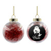 Transparent Christmas tree ball ornament with red filling 8cm