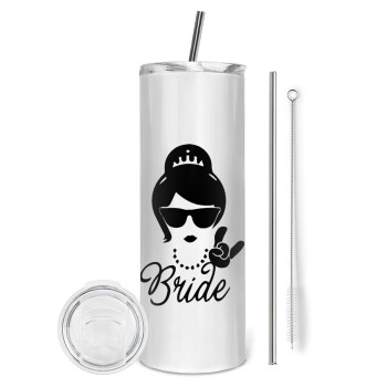 Bride hands, Eco friendly stainless steel tumbler 600ml, with metal straw & cleaning brush