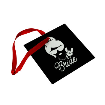 Bride hands, Στολίδι Χριστουγεννιάτικο στολίδι γυάλινο τετράγωνο 9x9cm