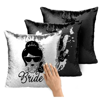 Bride hands, Μαξιλάρι καναπέ Μαγικό Μαύρο με πούλιες 40x40cm περιέχεται το γέμισμα