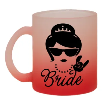 Bride hands, Κούπα γυάλινη δίχρωμη με βάση το κόκκινο ματ, 330ml