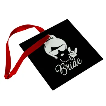 Bride hands, Στολίδι Χριστουγεννιάτικο στολίδι γυάλινο τετράγωνο 9x9cm