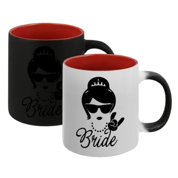 Bride hands, Κούπα Μαγική εσωτερικό κόκκινο, κεραμική, 330ml που αλλάζει χρώμα με το ζεστό ρόφημα