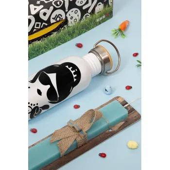 Bride hands, Πασχαλινή Λαμπάδα με παγούρι μεταλλικό (620ml, stainless steel) & κερί αρωματικό πλακέ (30cm) (ΤΙΡΚΟΥΑΖ)