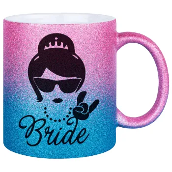 Bride hands, Κούπα Χρυσή/Μπλε Glitter, κεραμική, 330ml