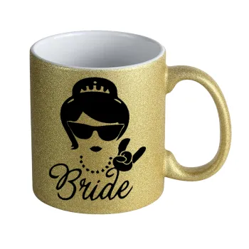 Bride hands, Κούπα Χρυσή Glitter που γυαλίζει, κεραμική, 330ml