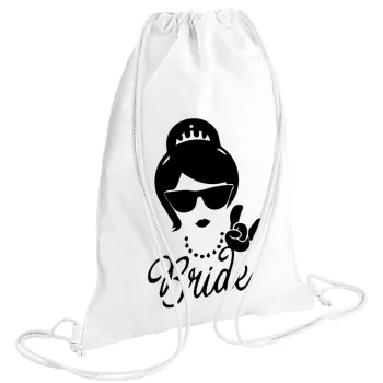 Bride hands, Τσάντα πλάτης πουγκί GYMBAG λευκή (28x40cm)