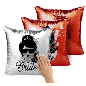 Bride hands, Μαξιλάρι καναπέ Μαγικό Κόκκινο με πούλιες 40x40cm περιέχεται το γέμισμα