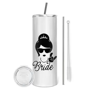Bride hands, Tumbler ποτήρι θερμό από ανοξείδωτο ατσάλι 600ml, με μεταλλικό καλαμάκι & βούρτσα καθαρισμού