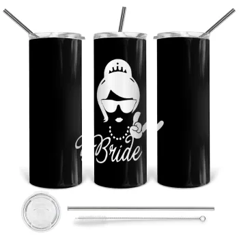 Bride hands, Tumbler ποτήρι θερμό από ανοξείδωτο ατσάλι 600ml, με μεταλλικό καλαμάκι & βούρτσα καθαρισμού