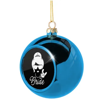 Bride hands, Blue Christmas tree ball ornament 8cm