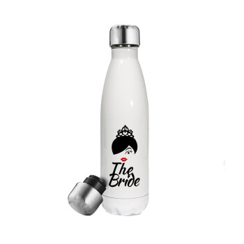 The Bride red kiss, Metal mug thermos White (Stainless steel), double wall, 500ml