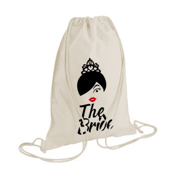 The Bride red kiss, Τσάντα πλάτης πουγκί GYMBAG natural (28x40cm)
