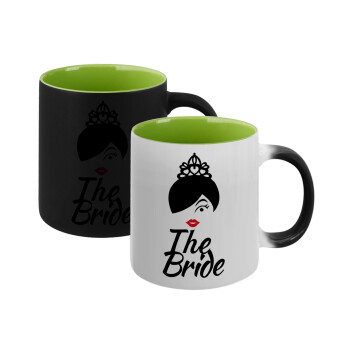 The Bride red kiss, Κούπα Μαγική εσωτερικό πράσινο, κεραμική 330ml που αλλάζει χρώμα με το ζεστό ρόφημα