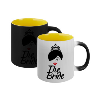 The Bride red kiss, Κούπα Μαγική εσωτερικό κίτρινη, κεραμική 330ml που αλλάζει χρώμα με το ζεστό ρόφημα