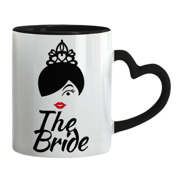 The Bride red kiss, Mug heart black handle, ceramic, 330ml