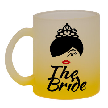 The Bride red kiss, Κούπα γυάλινη δίχρωμη με βάση το κίτρινο ματ, 330ml