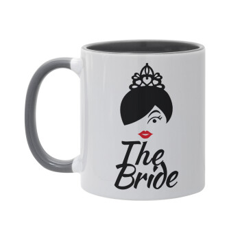 The Bride red kiss, Mug colored grey, ceramic, 330ml