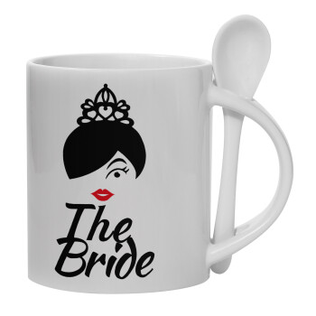 The Bride red kiss, Ceramic coffee mug with Spoon, 330ml (1pcs)
