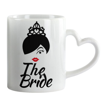 The Bride red kiss, Mug heart handle, ceramic, 330ml