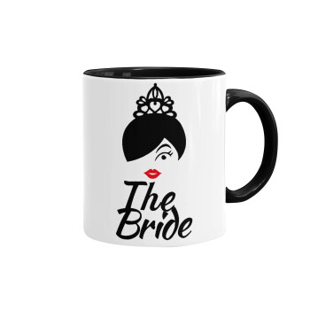 The Bride red kiss, Κούπα χρωματιστή μαύρη, κεραμική, 330ml