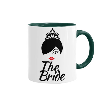 The Bride red kiss, Mug colored green, ceramic, 330ml