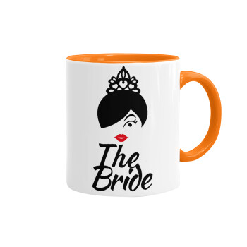 The Bride red kiss, Mug colored orange, ceramic, 330ml
