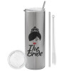 Tumbler stainless steel Silver 600ml, with metal straw & cleaning brush