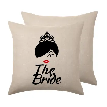 The Bride red kiss, Μαξιλάρι καναπέ ΛΙΝΟ 40x40cm περιέχεται το  γέμισμα