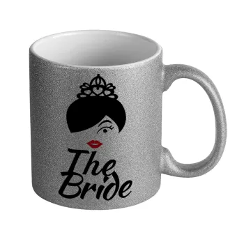 The Bride red kiss, Κούπα Ασημένια Glitter που γυαλίζει, κεραμική, 330ml