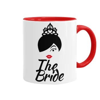 The Bride red kiss, Κούπα χρωματιστή κόκκινη, κεραμική, 330ml