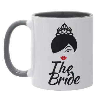 The Bride red kiss, Κούπα χρωματιστή γκρι, κεραμική, 330ml