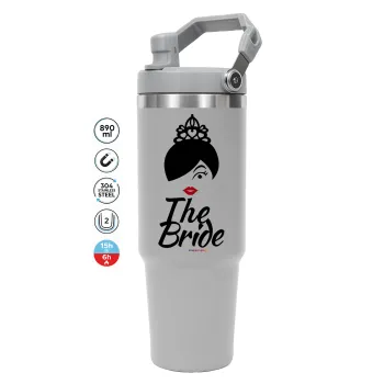 The Bride red kiss, GREY color, 890ml (30oz) stainless Steel Tumbler with Handle