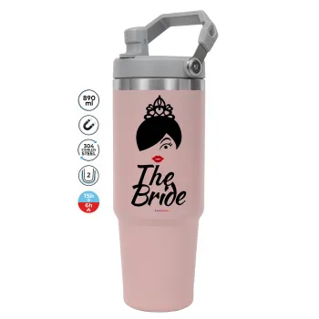The Bride red kiss, Pink color, 890ml (30oz) stainless Steel Tumbler with Handle
