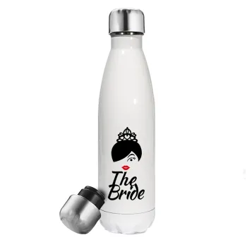 The Bride red kiss, Metal mug thermos White (Stainless steel), double wall, 500ml