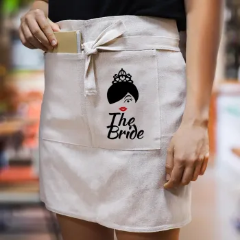 The Bride red kiss, Ποδιά Μέσης με διπλή τσέπη Barista/Bartender, Beige