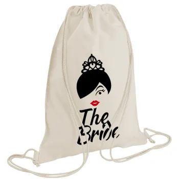 The Bride red kiss, Backpack bag GYMBAG natural (28x40cm)