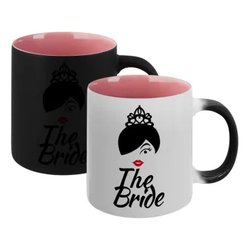 The Bride red kiss, Κούπα Μαγική εσωτερικό ΡΟΖ, κεραμική 330ml που αλλάζει χρώμα με το ζεστό ρόφημα