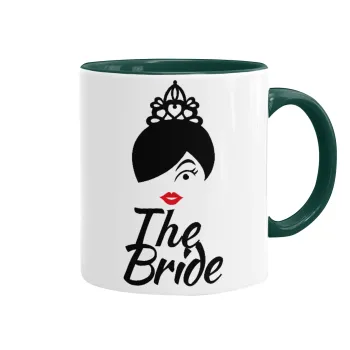 The Bride red kiss, Κούπα χρωματιστή πράσινη, κεραμική, 330ml