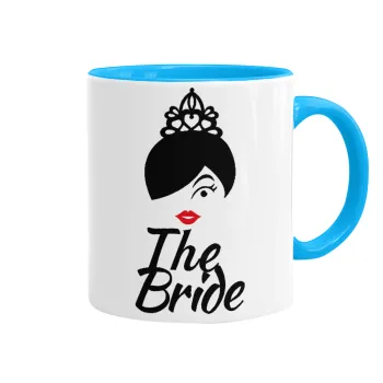 The Bride red kiss, Κούπα χρωματιστή γαλάζια, κεραμική, 330ml