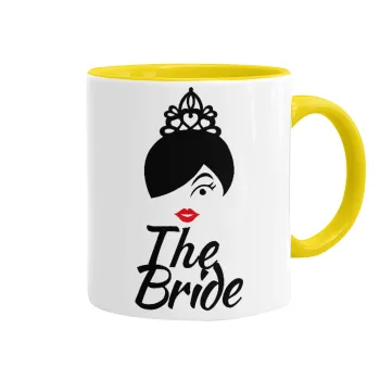 The Bride red kiss, Κούπα χρωματιστή κίτρινη, κεραμική, 330ml