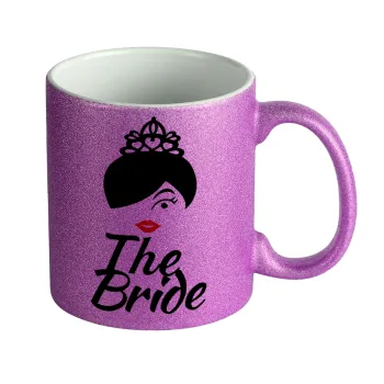The Bride red kiss, Κούπα Μωβ Glitter που γυαλίζει, κεραμική, 330ml