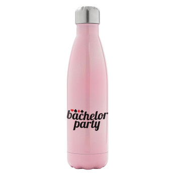 Bachelor party, Metal mug thermos Pink Iridiscent (Stainless steel), double wall, 500ml