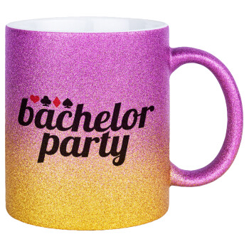 Bachelor party, Κούπα Χρυσή/Ροζ Glitter, κεραμική, 330ml