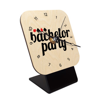 Bachelor party, Quartz Table clock in natural wood (10cm)