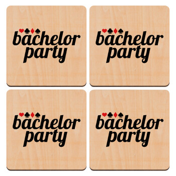 Bachelor party, ΣΕΤ x4 Σουβέρ ξύλινα τετράγωνα plywood (9cm)
