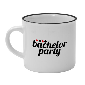Bachelor party, Κούπα κεραμική vintage Λευκή/Μαύρη 230ml
